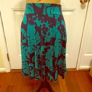 Ann Taylor loft turquoise and navy flowy skirt